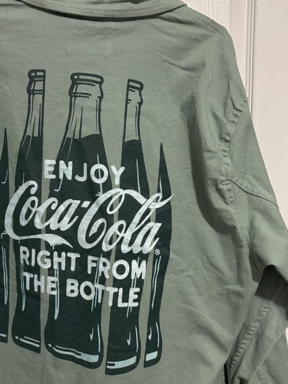 Coca Cola Men's Green "Enjoy Coca-Cola Right From the Bottle" Zip Up Jacket, XL